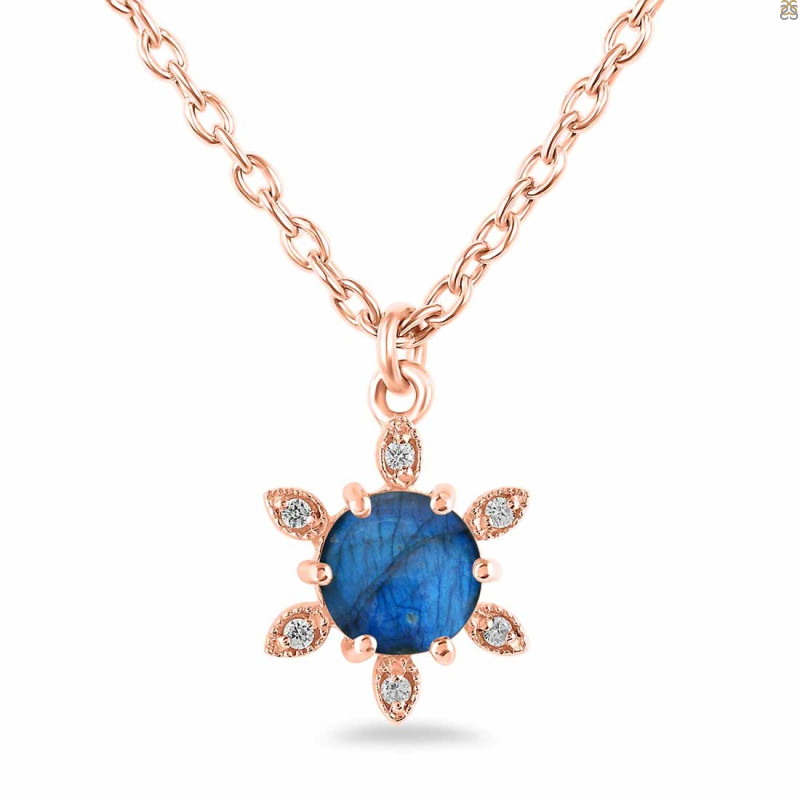 Labradorite & White Topaz Necklace With Slider Lock LBD-RDN-75.