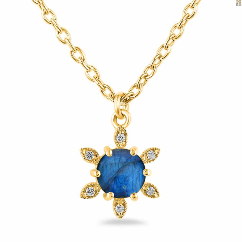 Labradorite & White Topaz Necklace With Slider Lock LBD-RDN-75.