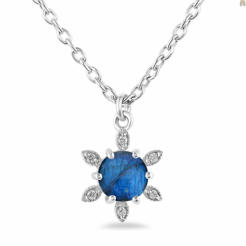Labradorite & White Topaz Necklace With Slider Lock LBD-RDN-75.