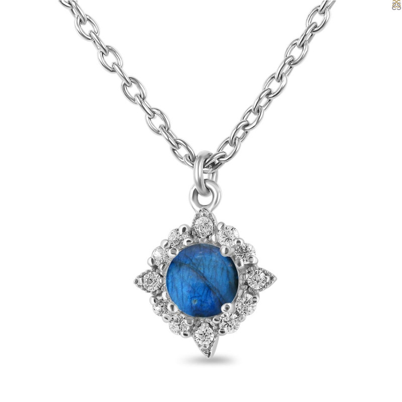 Labradorite & White Topaz Necklace With Slider Lock LBD-RDN-77.
