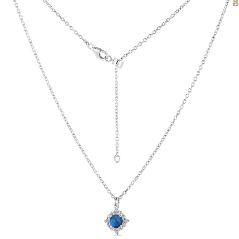 Labradorite & White Topaz Necklace With Slider Lock