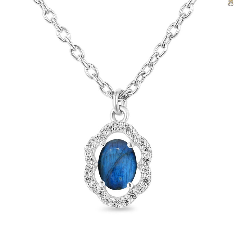 Labradorite & White Topaz Necklace With Slider Lock LBD-RDN-78.