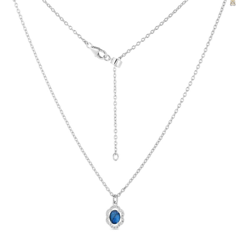 Labradorite & White Topaz Necklace With Slider Lock
