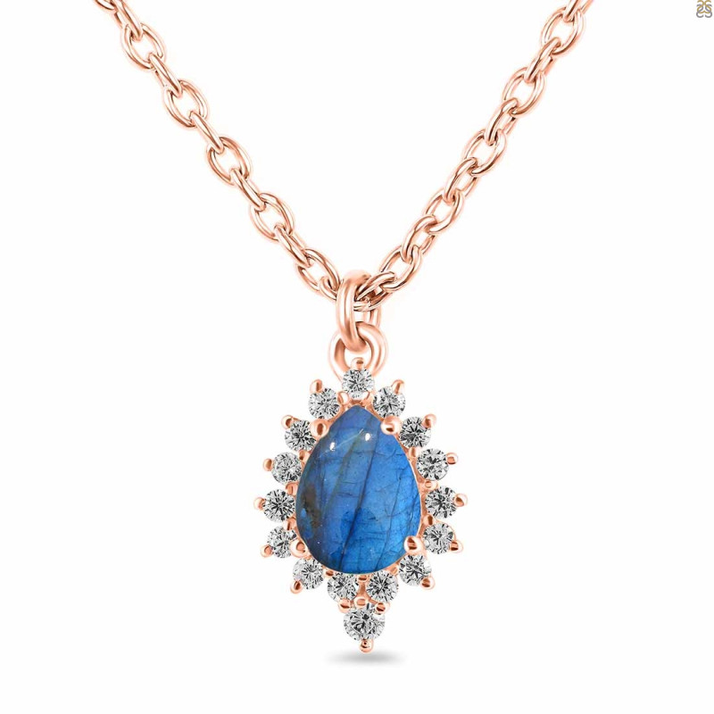 Labradorite & White Topaz Necklace With Slider Lock LBD-RDN-79.
