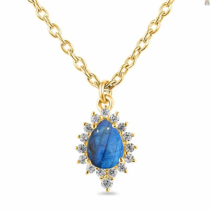 Labradorite & White Topaz Necklace With Slider Lock LBD-RDN-79.