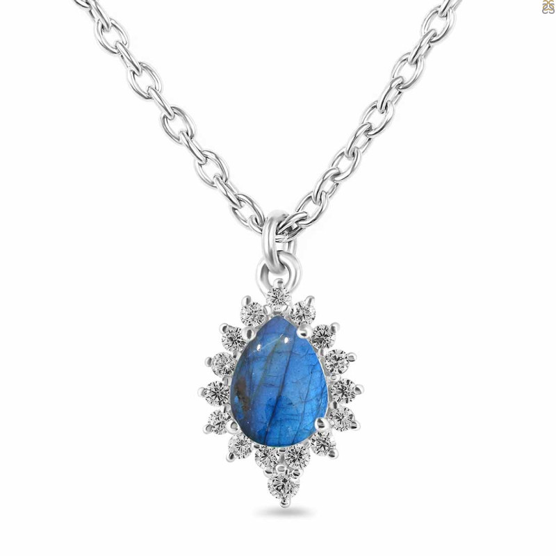 Labradorite & White Topaz Necklace With Slider Lock LBD-RDN-79.
