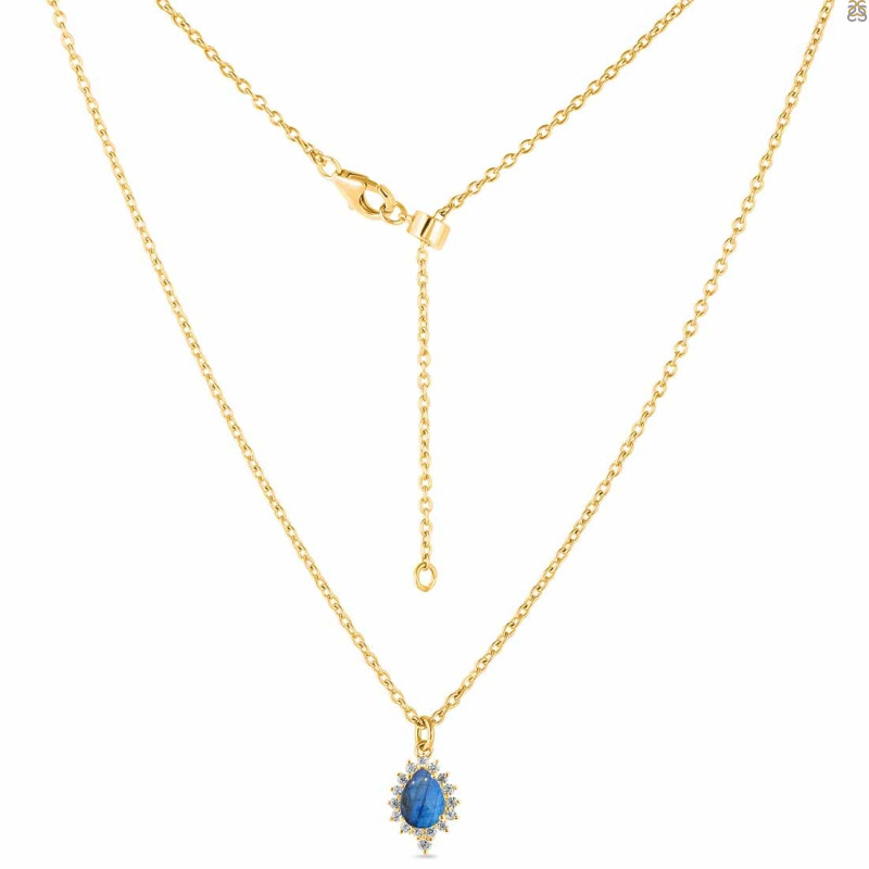 Labradorite & White Topaz Necklace With Slider Lock LBD-RDN-79.