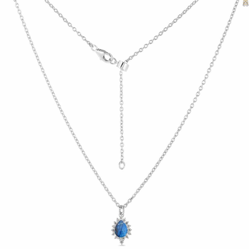 Labradorite & White Topaz Necklace With Slider Lock