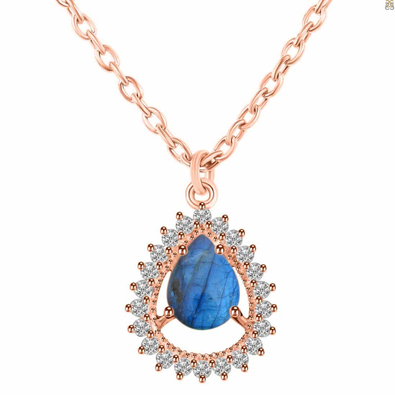 Labradorite & White Topaz Necklace With Slider Lock LBD-RDN-80.