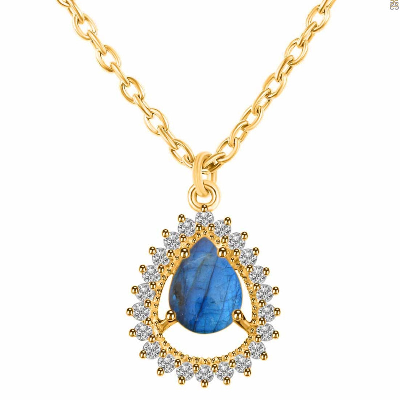 Labradorite & White Topaz Necklace With Slider Lock LBD-RDN-80.