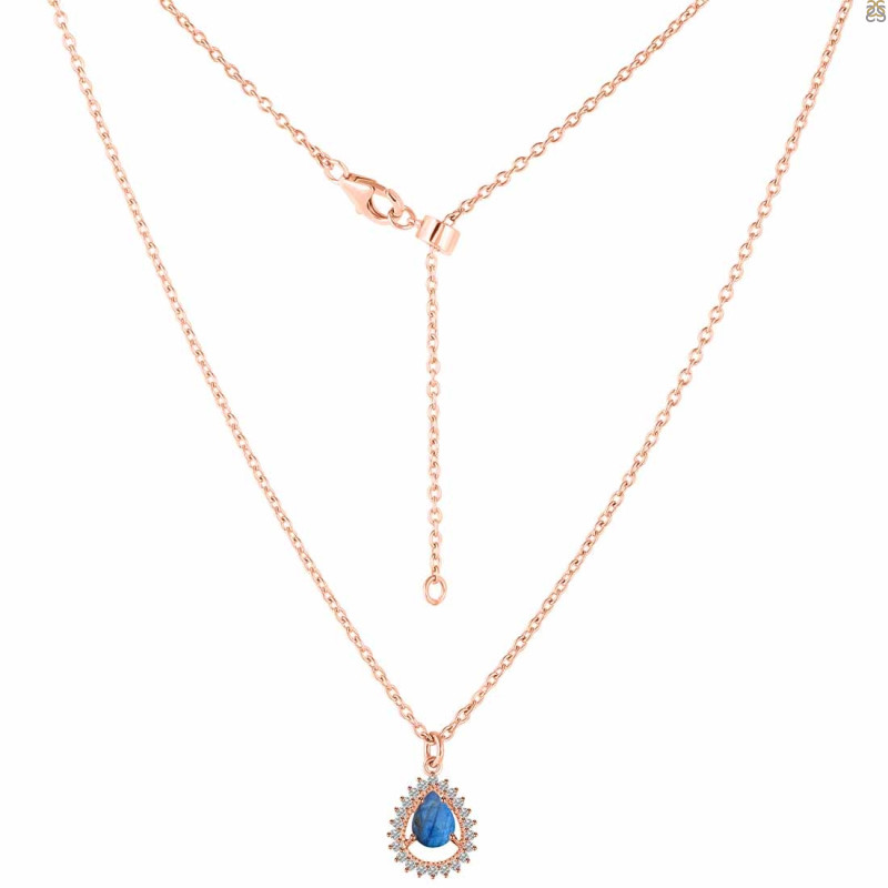 Labradorite & White Topaz Necklace With Slider Lock LBD-RDN-80.