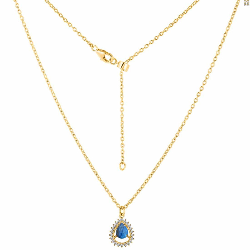 Labradorite & White Topaz Necklace With Slider Lock LBD-RDN-80.