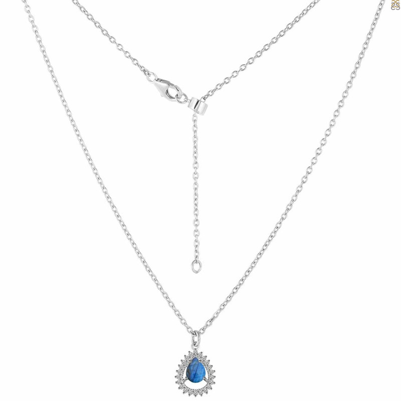 Labradorite & White Topaz Necklace With Slider Lock