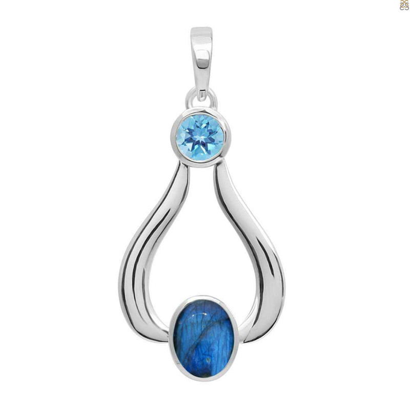 Labradorite & Blue Topaz Pendant LBD-RDP-132.