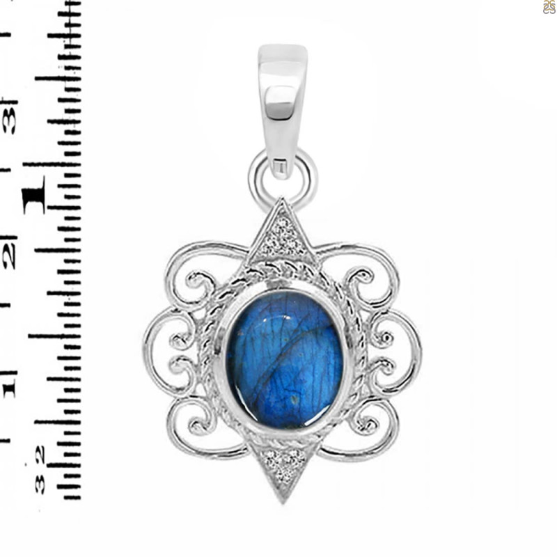 Labradorite & White Topaz Pendant