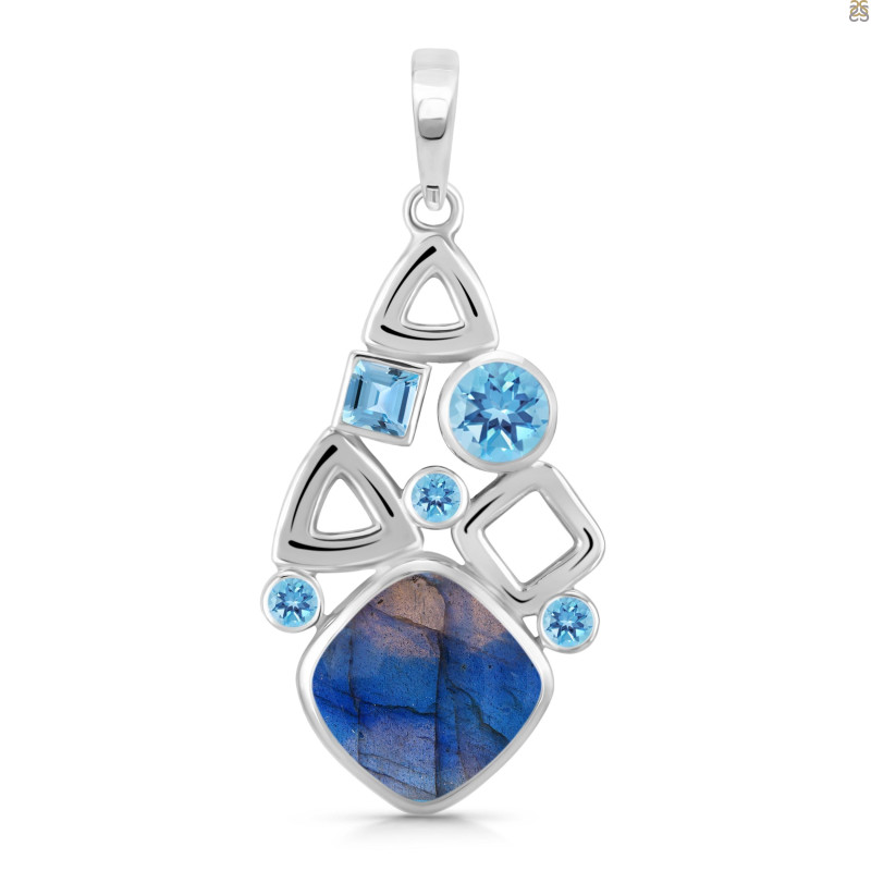 Labradorite & Blue Topaz Pendant LBD-RDP-47.