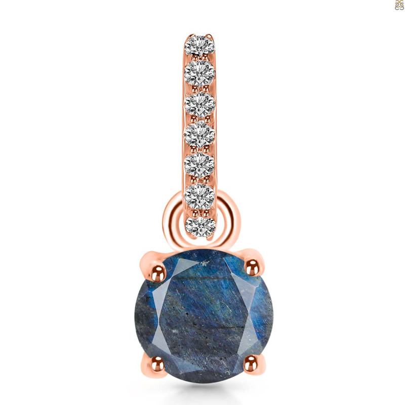 Labradorite & White Topaz Pendant LBD-RDP-549-CZ-LOOP.