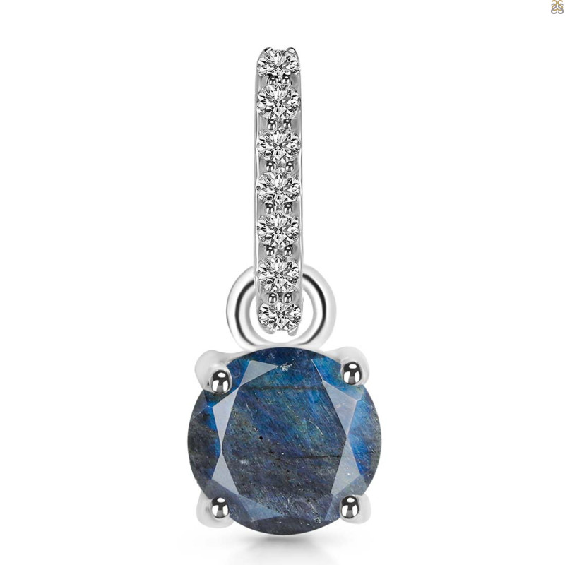 Labradorite & White Topaz Pendant LBD-RDP-549-CZ-LOOP.