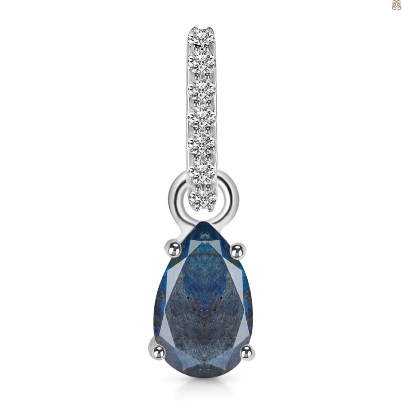 Labradorite & White Topaz Pendant LBD-RDP-550-CZ-LOOP.