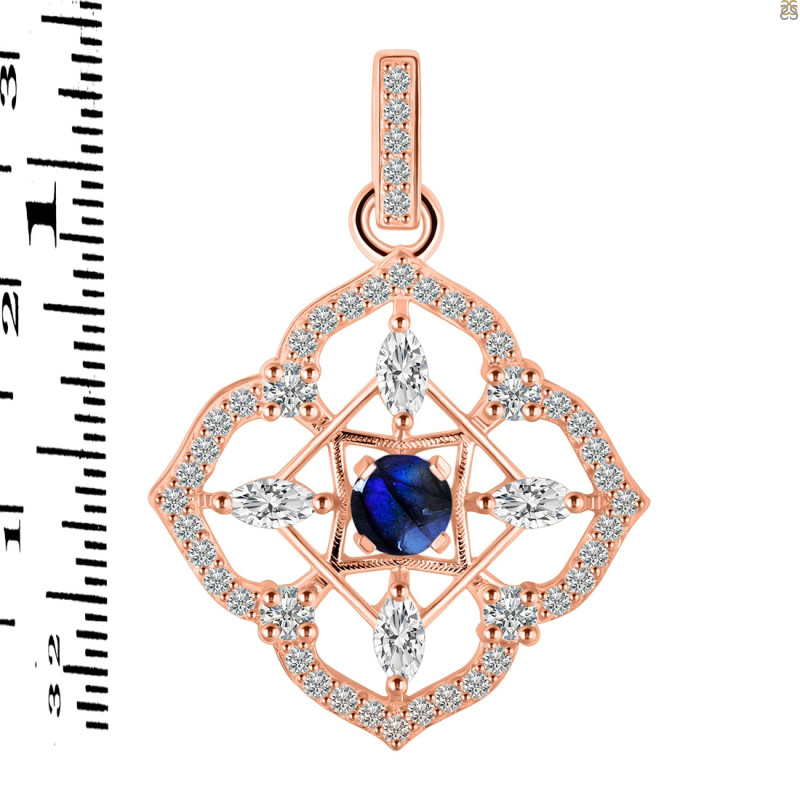 Labradorite & White Topaz Pendant LBD-RDP-797-CZ-LOOP.