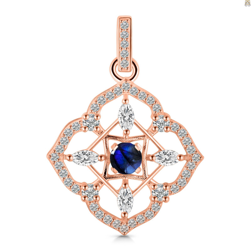 Labradorite & White Topaz Pendant LBD-RDP-797-CZ-LOOP.