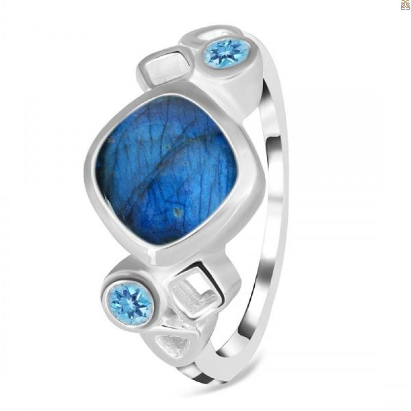 Labradorite & Blue Topaz Ring