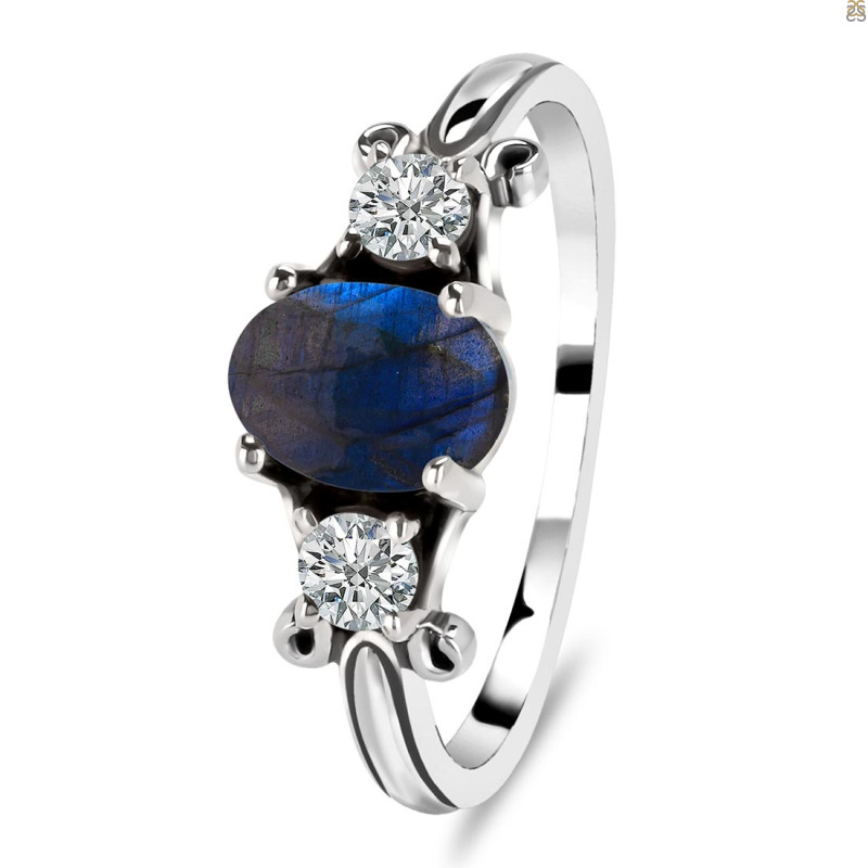 Labradorite & White Topaz Ring
