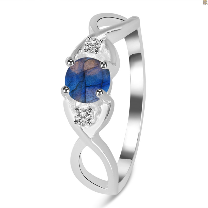 Labradorite & White Topaz Ring
