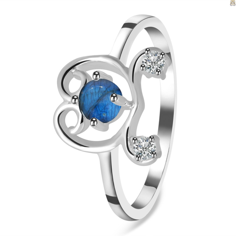 Labradorite & White Topaz Ring