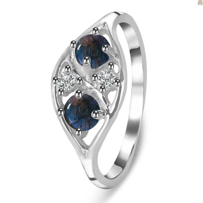 Labradorite & White Topaz Ring