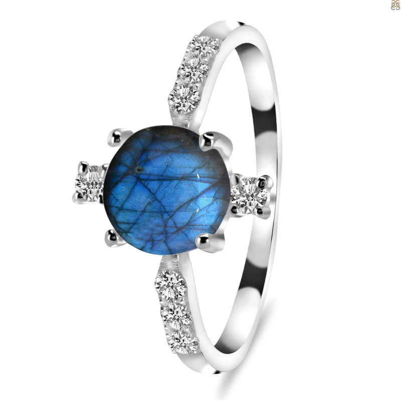 Labradorite & White Topaz Ring