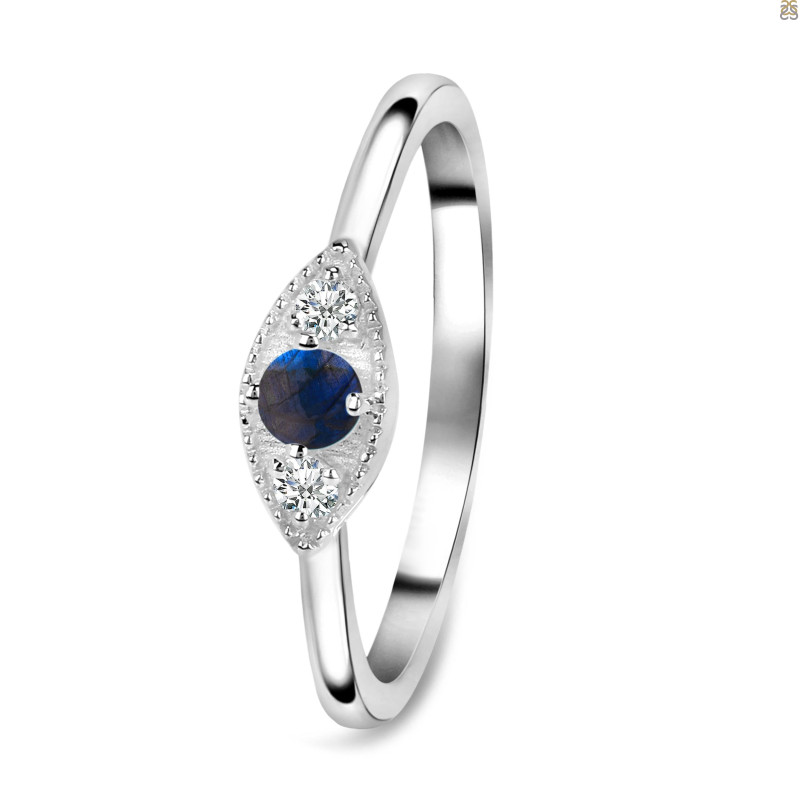 Labradorite & White Topaz Ring