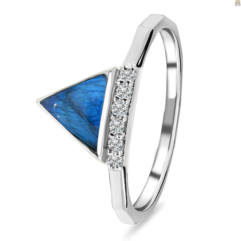 Labradorite & White Topaz Ring