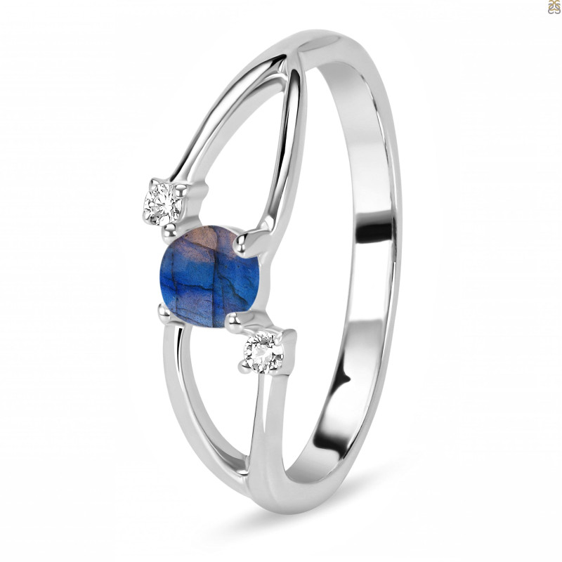 Labradorite & White Topaz Ring