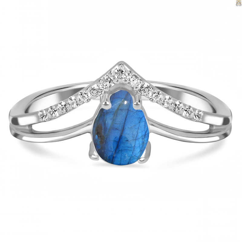 Labradorite & White Topaz Ring LBD-RDR-1716.