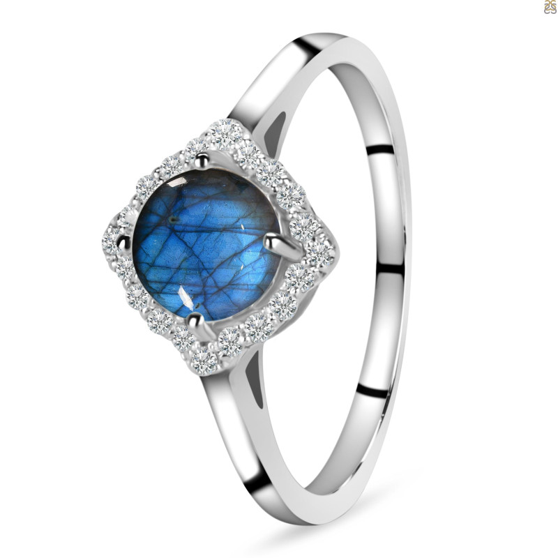 Labradorite & White Topaz Ring