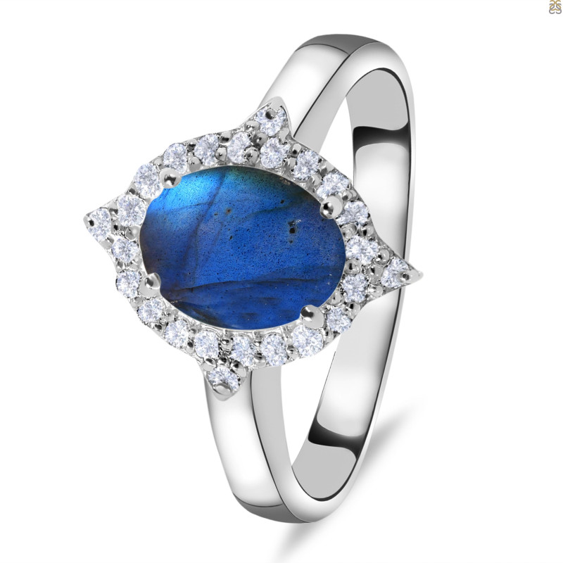 Labradorite & White Topaz Ring