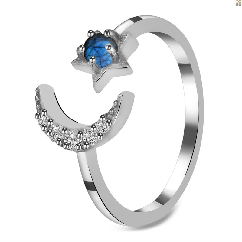 Labradorite & White Topaz Ring
