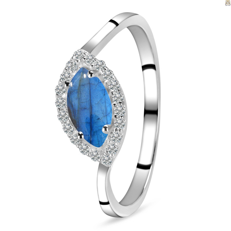 Labradorite & White Topaz Ring