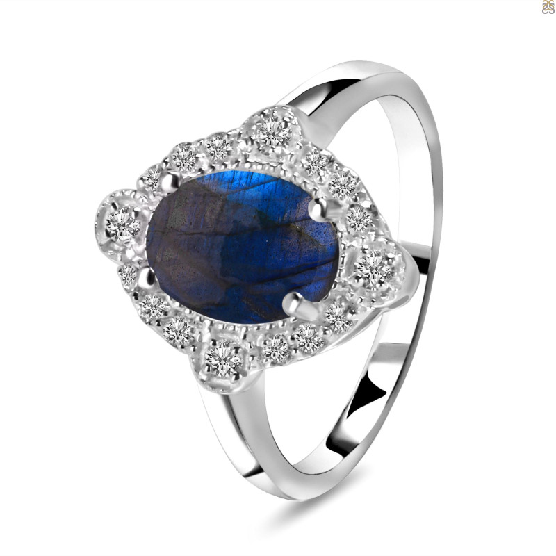 Labradorite & White Topaz Ring