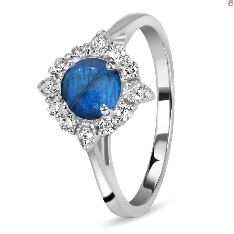 Labradorite & White Topaz Ring