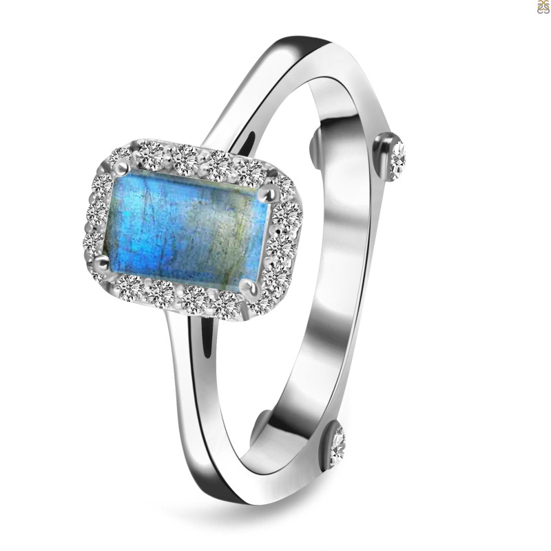 Labradorite & White Topaz Ring