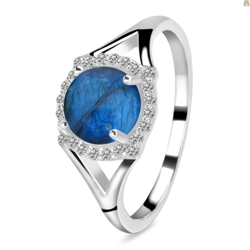 Labradorite & White Topaz Ring
