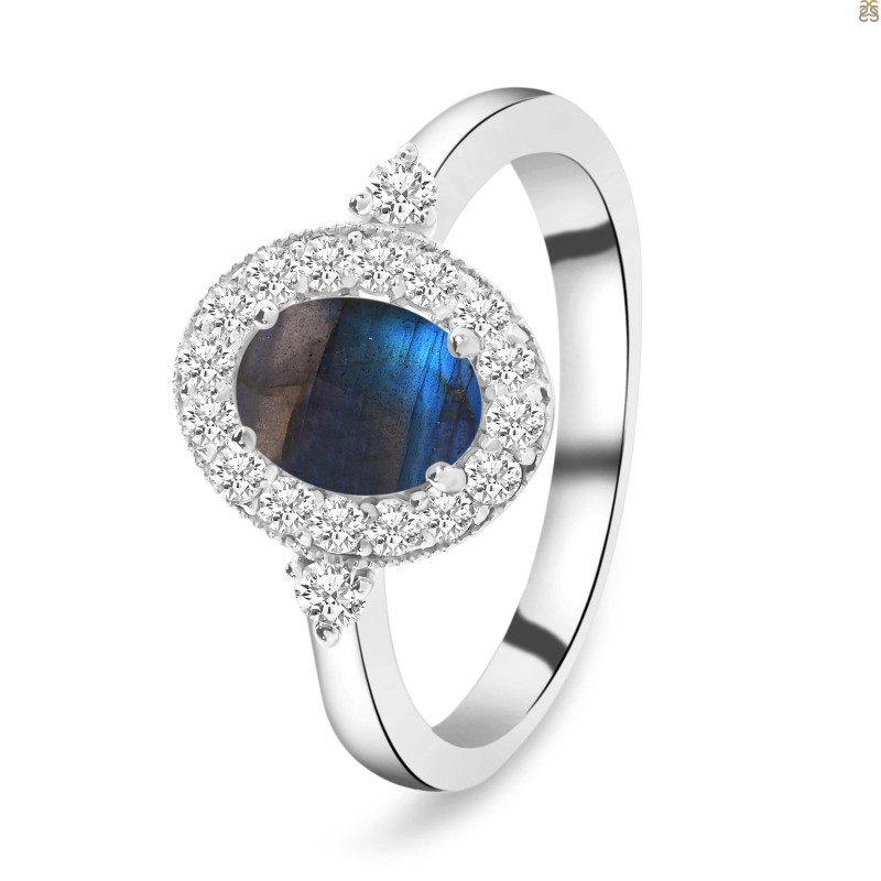 Labradorite & White Topaz Ring