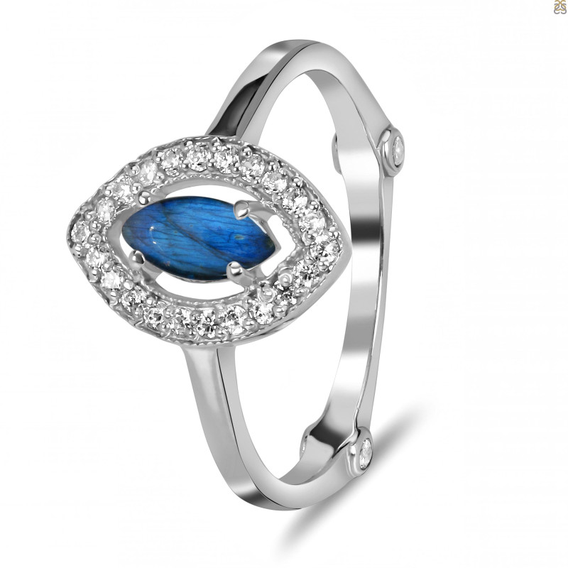 Labradorite & White Topaz Ring