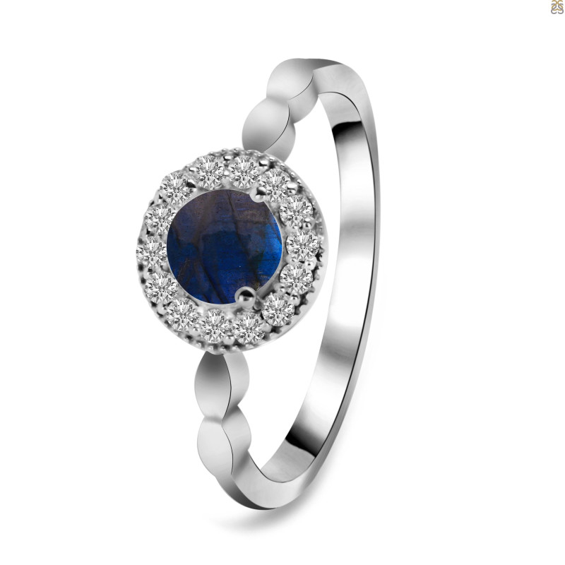 Labradorite & White Topaz Ring