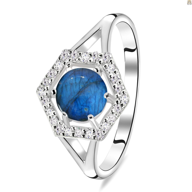 Labradorite & White Topaz Ring