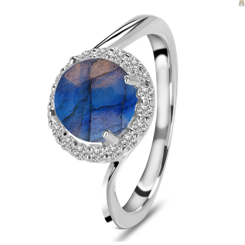 Labradorite & White Topaz Ring