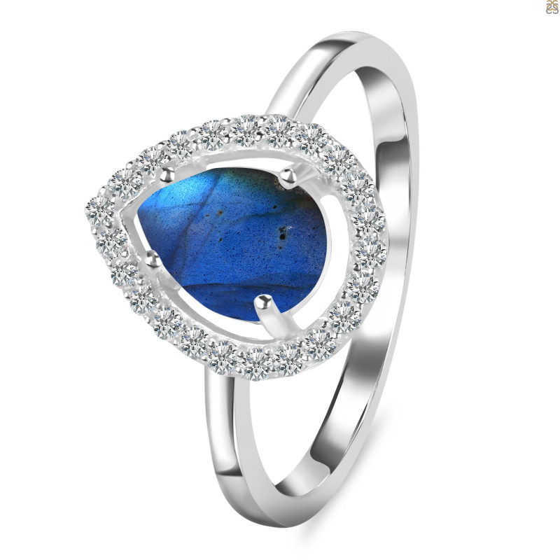 Labradorite & White Topaz Ring