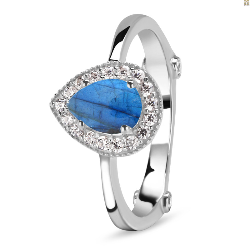 Labradorite & White Topaz Ring